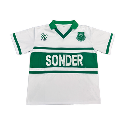 Sonderwayy FC soccer jersey – front, green/white