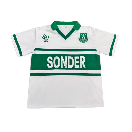 Sonderwayy FC soccer jersey – front, green/white