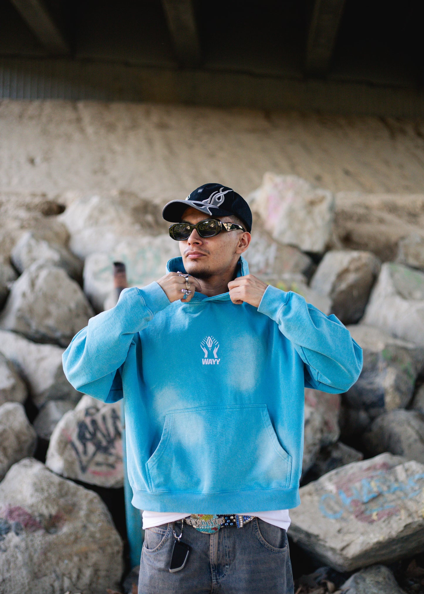 LIGHT BLUE WASHED HOODIE