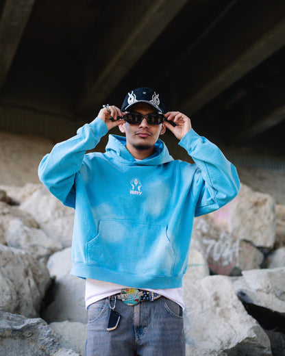 LIGHT BLUE WASHED HOODIE